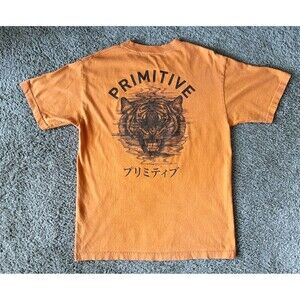 Primitive Skateboard Tiger T-Shirt Men's Medium Orange Short Sleeve